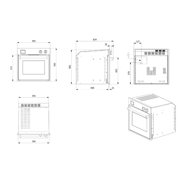 Piekarnik elektryczny STEEL GENESI GQFE6-S SS rysunek techniczny